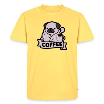 Bannière du Café du Matin du Carlin - T-shirt Premium bio Homme - jaune pastel - Devant - AI Model Male 185 dark (185cm)