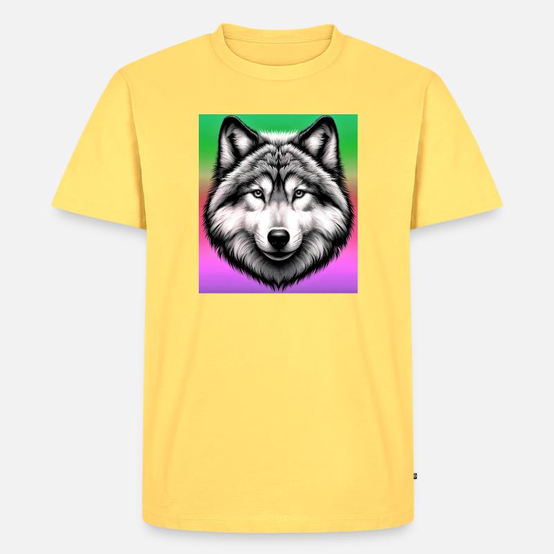 Wolf - Männer Premium Bio T-Shirt - Pastellgelb