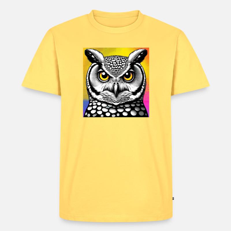 Eule - Männer Premium Bio T-Shirt - Pastellgelb