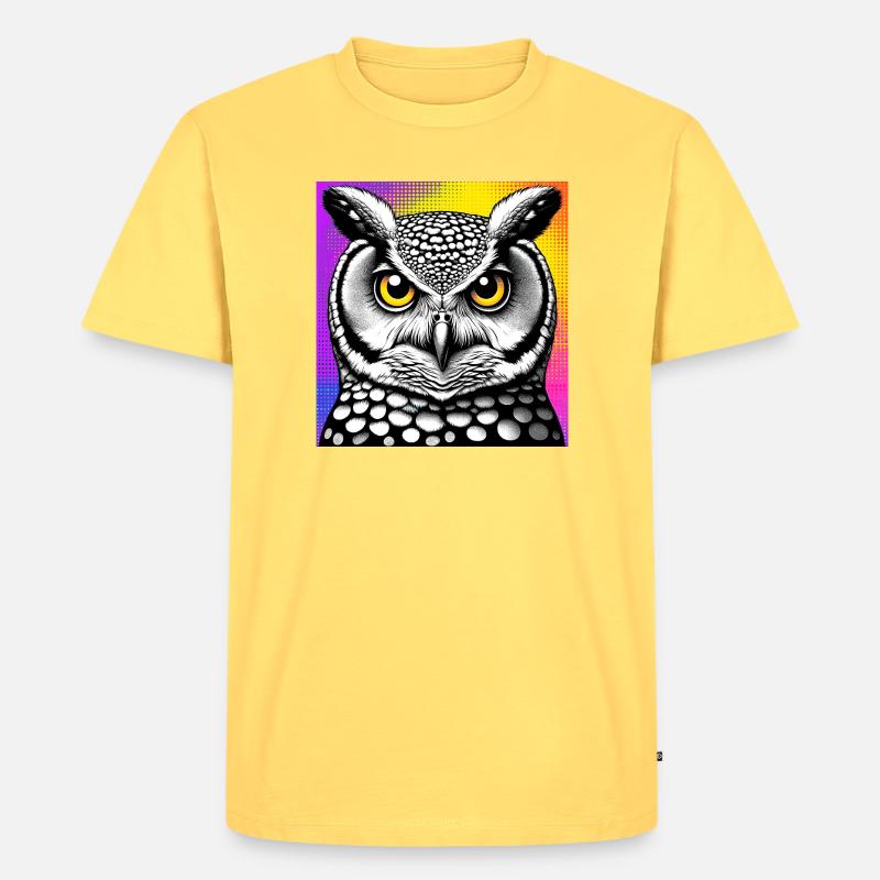 Eule - Männer Premium Bio T-Shirt - Pastellgelb