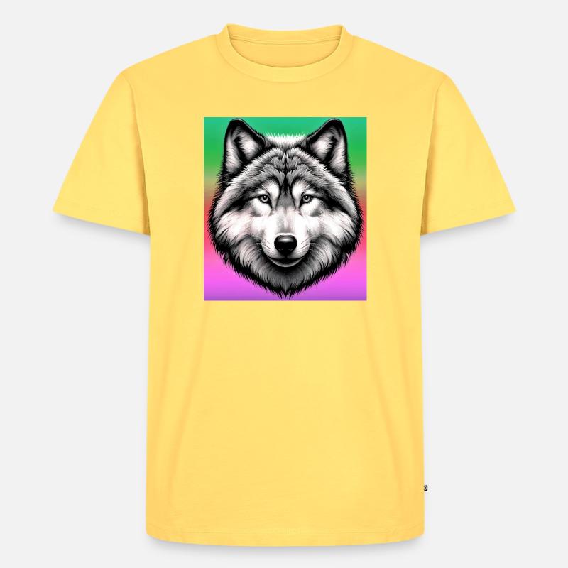 Wolf - Männer Premium Bio T-Shirt - Pastellgelb