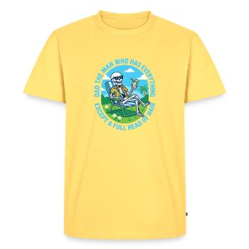 Dad The Man Who Has Everything Except A Full Head  - Men's Premium Organic T-Shirt - sky yellow - Front - AI Model Male 185 dark (185cm)