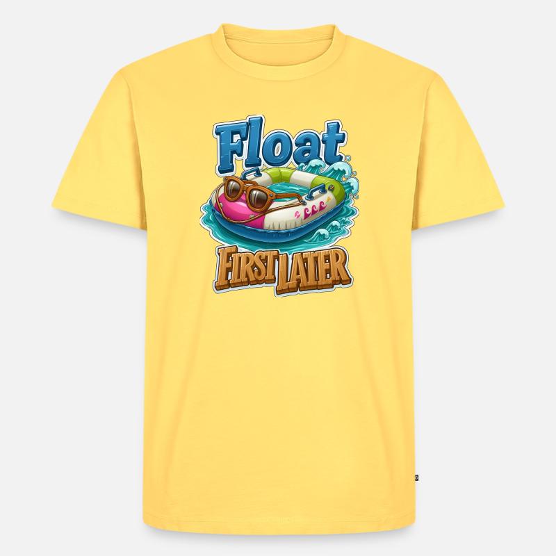 Erst schwimmen, später - Männer Premium Bio T-Shirt - Pastellgelb
