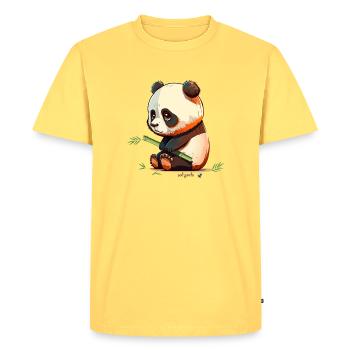 Panda triste avec panda triste en bambou - T-shirt Premium bio Homme - jaune pastel - Devant - AI Model Male 185 dark (185cm)