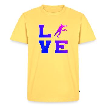 Les fans de la communauté de Pickleball adorent les joueurs de pickleball - T-shirt Premium bio Homme - jaune pastel - Devant - AI Model Male 185 dark (185cm)
