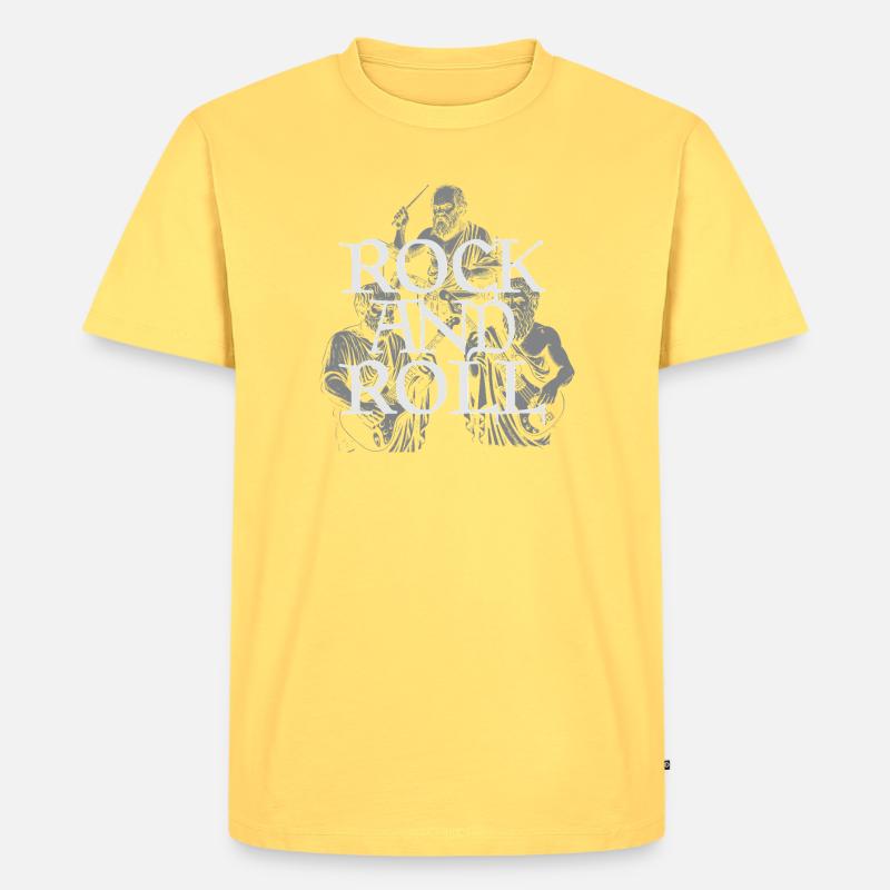 Classic Rock and Roll Philosophenband - Männer Premium Bio T-Shirt - Pastellgelb