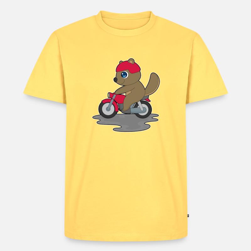 Biber Motorrad - Männer Premium Bio T-Shirt - Pastellgelb