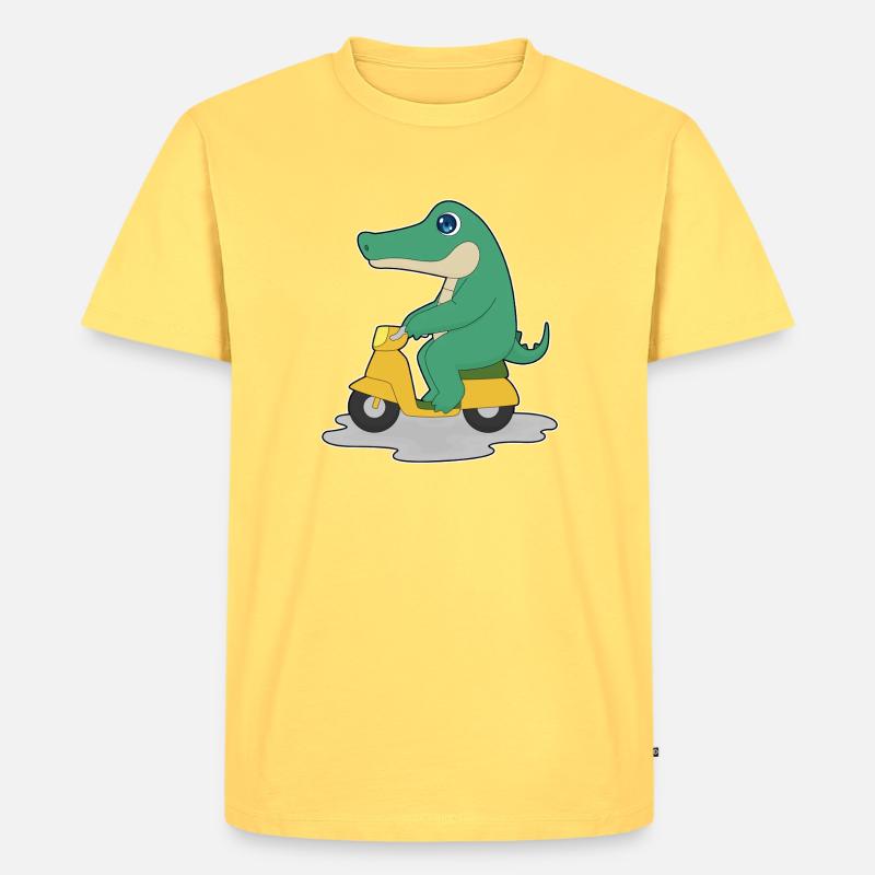 Krokodil Motorroller - Männer Premium Bio T-Shirt - Pastellgelb