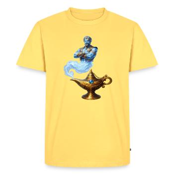 Génie bleu de Golden Lamp - T-shirt Premium bio Homme - jaune pastel - Devant - AI Model Male 185 dark (185cm)