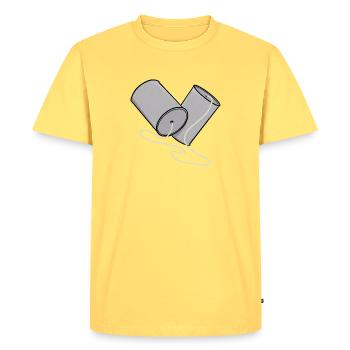 Nostalgie du téléphone en conserve - T-shirt Premium bio Homme - jaune pastel - Devant - AI Model Male 185 dark (185cm)