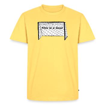Goal net motif: This is a goal - Men's Premium Organic T-Shirt - sky yellow - Front - AI Model Male 185 dark (185cm)