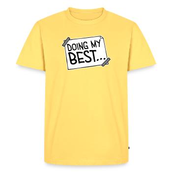 Je fais mon meilleur dicton motivant honnête et drôle - T-shirt Premium bio Homme - jaune pastel - Devant - AI Model Male 185 dark (185cm)