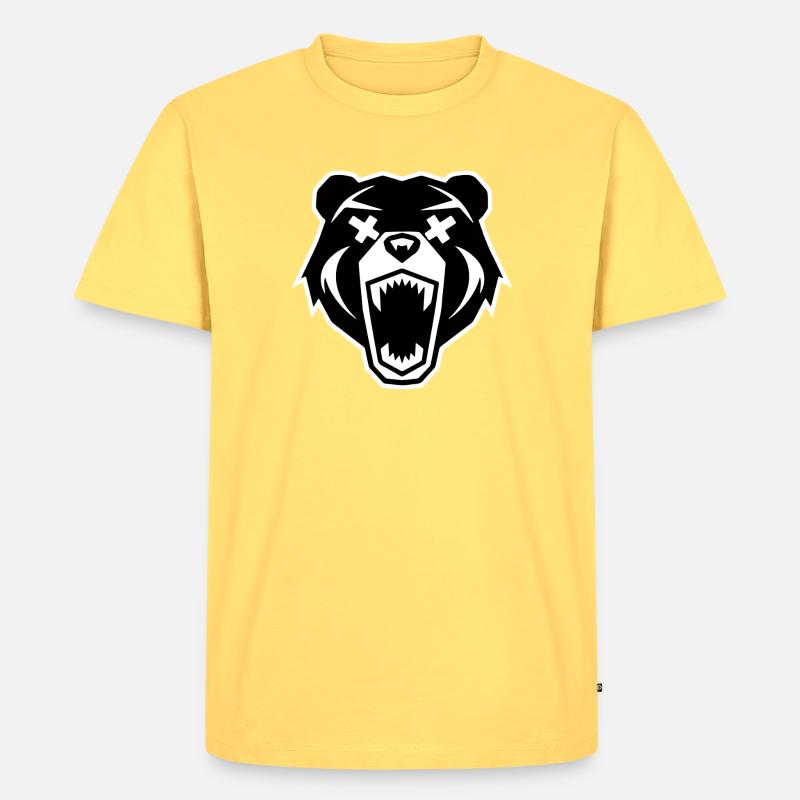Wütender Bärenkopf - Männer Premium Bio T-Shirt - Pastellgelb