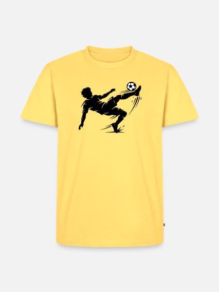 Overhead kick football silhouette - Men's Premium Organic T-Shirt - sky yellow