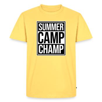 Camp d’été Champ Fun Aventure en plein air pour enfants - T-shirt Premium bio Homme - jaune pastel - Devant - AI Model Male 185 dark (185cm)