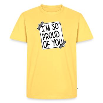 Je suis tellement fier de toi pour t’encourager sincèrement à dire - T-shirt Premium bio Homme - jaune pastel - Devant - AI Model Male 185 dark (185cm)