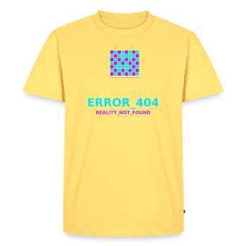 Error 404 Reality Lost - Men's Premium Organic T-Shirt - sky yellow - Front - AI Model Male 185 dark (185cm)