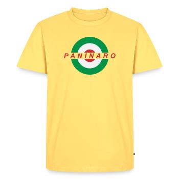 Paninaro - Men's Premium Organic T-Shirt - sky yellow - Front - AI Model Male 185 dark (185cm)