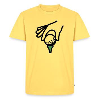 Golf Ball Tee Tee Golf Golf Club Golfer - T-shirt Premium bio Homme - jaune pastel - Devant - AI Model Male 185 dark (185cm)