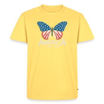 America 250 Patriotic Butterfly 4th of July - Men's Premium Organic T-Shirt - sky yellow - Front - AI Model Male 185 dark (185cm)