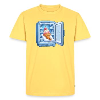 Kühlschrank Eiscreme Kuschelheld - Men's Premium Organic T-Shirt - sky yellow - Front - AI Model Male 185 dark (185cm)