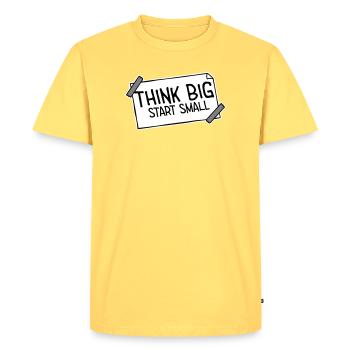Think Big Start Small Motivation Mindset Growth - Men's Premium Organic T-Shirt - sky yellow - Front - AI Model Male 185 dark (185cm)