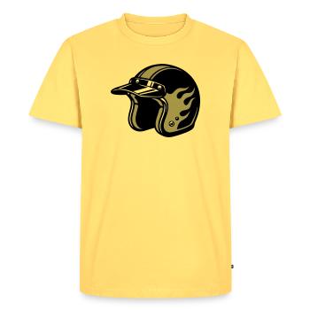 Club motard motard Flames Motorcycle Casque - T-shirt Premium bio Homme - jaune pastel - Devant - AI Model Male 185 dark (185cm)