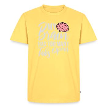 My Brain Has Too Many Tabs Open Lustig Grübeln - Men's Premium Organic T-Shirt - sky yellow - Front - AI Model Male 185 dark (185cm)