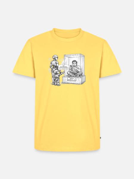 Mensch nach KI Revolution - Männer Premium Bio T-Shirt - Pastellgelb