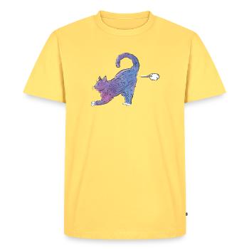 Chat coloré étire l’aquarelle - T-shirt Premium bio Homme - jaune pastel - Devant - AI Model Male 185 dark (185cm)