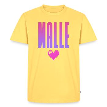 MALLE Pixel Cœur Rose Violet - T-shirt Premium bio Homme - jaune pastel - Devant - AI Model Male 185 dark (185cm)
