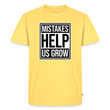 Mistakes Help Us Grow Funny Motivational Growth - Men's Premium Organic T-Shirt - sky yellow - Front - AI Model Male 185 dark (185cm)