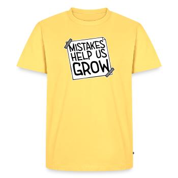 Mistakes Help Us Grow Funny Motivational Growth - Men's Premium Organic T-Shirt - sky yellow - Front - AI Model Male 185 dark (185cm)