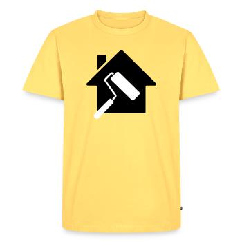 Motif de rouleau à peinture de la maison de peintre - T-shirt Premium bio Homme - jaune pastel - Devant - AI Model Male 185 dark (185cm)