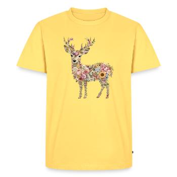 Rook Deer | Floral deer made of wildflowers - Men's Premium Organic T-Shirt - sky yellow - Front - AI Model Male 185 dark (185cm)