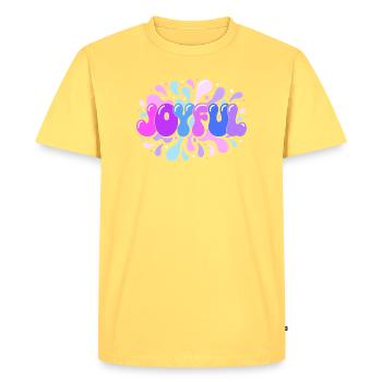 Joie éclatante en splash pop - T-shirt Premium bio Homme - jaune pastel - Devant - AI Model Male 185 dark (185cm)