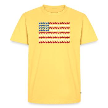 Patriotic Farmer Rooster Flock Poultry USA Pride C - Men's Premium Organic T-Shirt - sky yellow - Front - AI Model Male 185 dark (185cm)