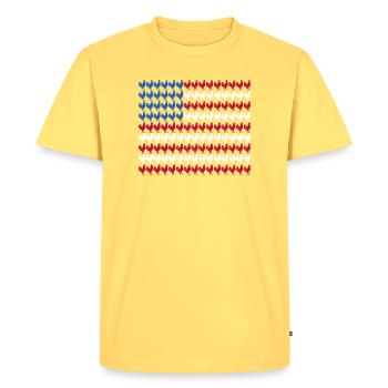 Patriotic Farmer Rooster Flock Poultry USA Pride C - Men's Premium Organic T-Shirt - sky yellow - Front - AI Model Male 185 dark (185cm)