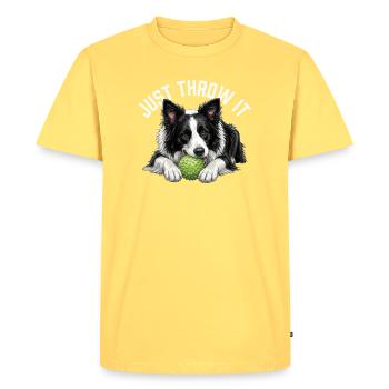 Balance-le juste Border Collie, va chercher un chien de berger - T-shirt Premium bio Homme - jaune pastel - Devant - AI Model Male 185 dark (185cm)