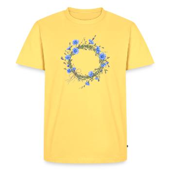 (Extraordinaire) motif de couronne de chicorée - T-shirt Premium bio Homme - jaune pastel - Devant - AI Model Male 185 dark (185cm)