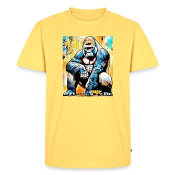 gorille - T-shirt Premium bio Homme - jaune pastel - Devant - AI Model Male 185 dark (185cm)