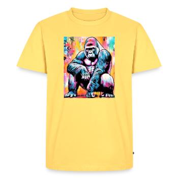 gorille - T-shirt Premium bio Homme - jaune pastel - Devant - AI Model Male 185 dark (185cm)
