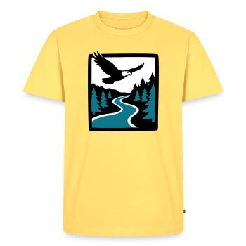 Eagle River Forest Graphic - Men's Premium Organic T-Shirt - sky yellow - Front - AI Model Male 185 dark (185cm)