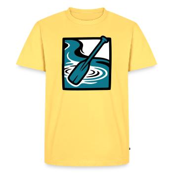 Icône de l’eau de la rivière Paddle - T-shirt Premium bio Homme - jaune pastel - Devant - AI Model Male 185 dark (185cm)