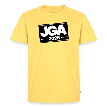 Jga 2026 Bachelor Party - Men's Premium Organic T-Shirt - sky yellow - Front - AI Model Male 185 dark (185cm)