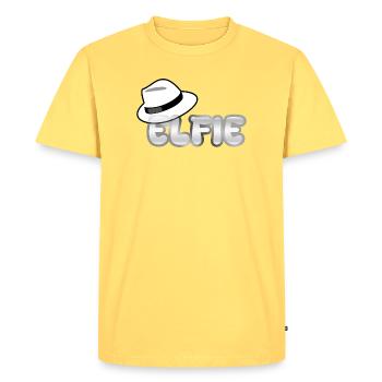 First name Elfie - Men's Premium Organic T-Shirt - sky yellow - Front - AI Model Male 185 dark (185cm)