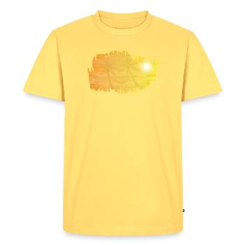 Tropical Beach Hammock Wooden Brush Frame - Men's Premium Organic T-Shirt - sky yellow - Front - AI Model Male 185 dark (185cm)