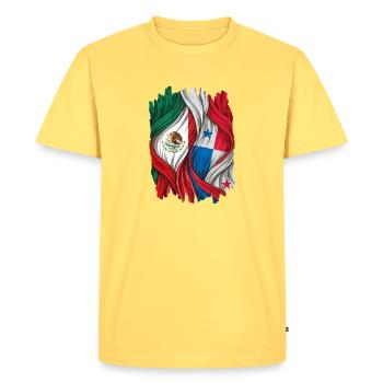 Fiers des drapeaux du Mexique et du Panama - T-shirt Premium bio Homme - jaune pastel - Devant - AI Model Male 185 dark (185cm)