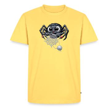 Araignée tricoteuse - T-shirt Premium bio Homme - jaune pastel - Devant - AI Model Male 185 dark (185cm)