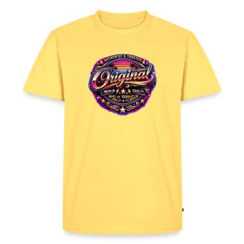 Insigne rétro Neon Synthwave des années 1980 Original 1986 - T-shirt Premium bio Homme - jaune pastel - Devant - AI Model Male 185 dark (185cm)